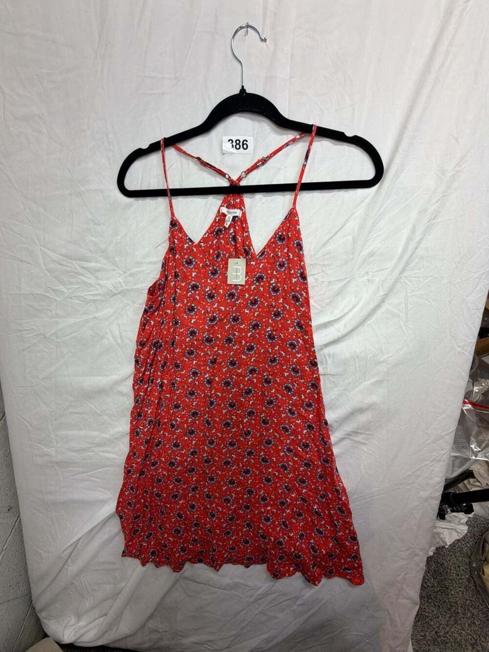 Maurices Red Floral Print Rayon Halter Mini Dress Size M